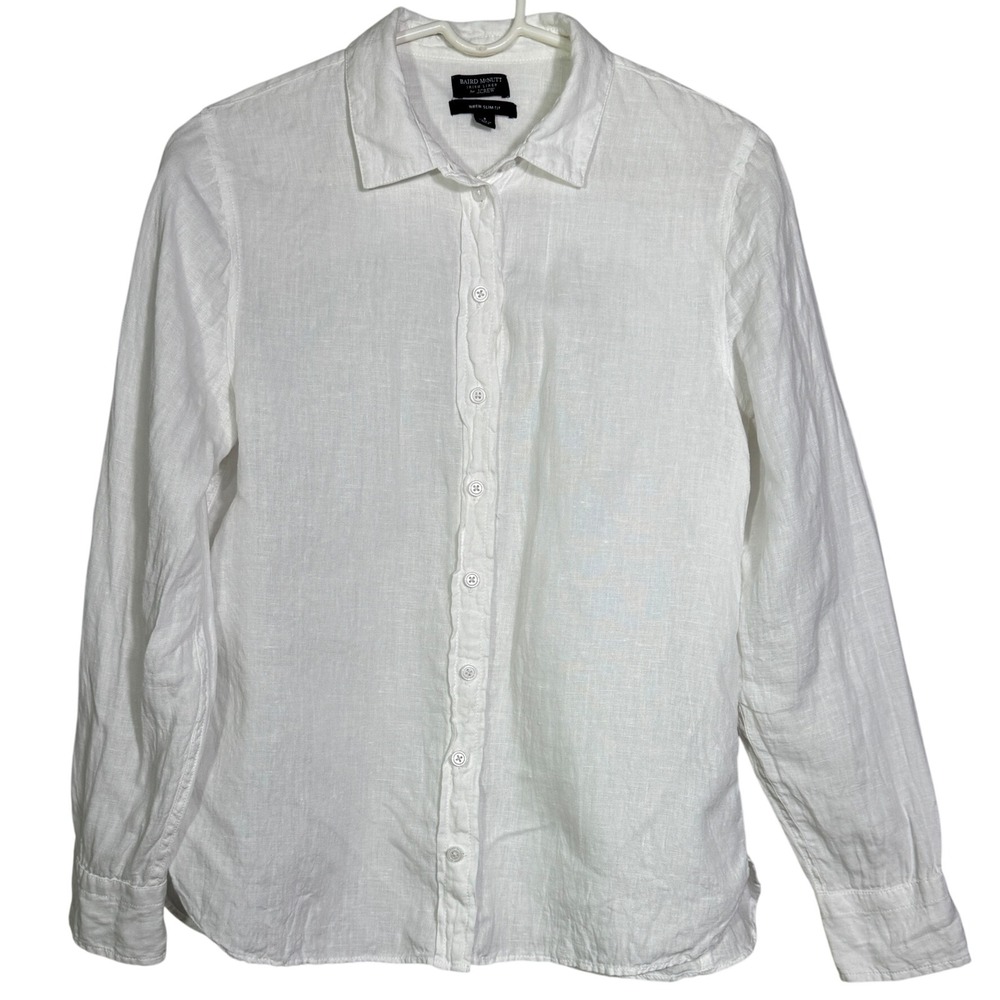 J.Crew Womens Baird McNutt Irish Linen White Button Down Shirt Wren Slim Fit 8